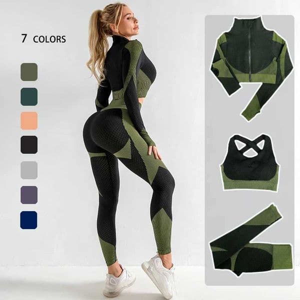 Seamless Women Yoga Sets Female Sport Gym Suits Wear Running Clothes Women Fitness Sport Yoga Suit Long Sleeve Workout Clothing T260604