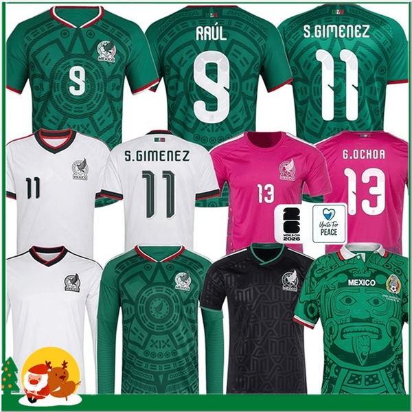 2026 World Cup Mexico soccer jersey RAUL H LOSANO CHICHARITO G DOS SANTOS S GIMENEZ 25 26 MEXICAN home away kids kit women Men Goalkeeper sports football shirts