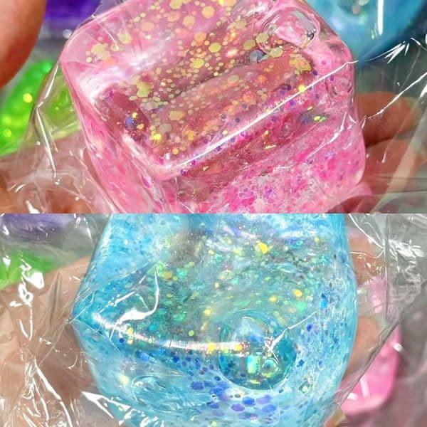 Toy GlitterMaltose Cube Stress Squeeze Decompression Small Ice Cubes Anti Stress Slow Rebound Polar Light Colorful Squeeze TPR L260604