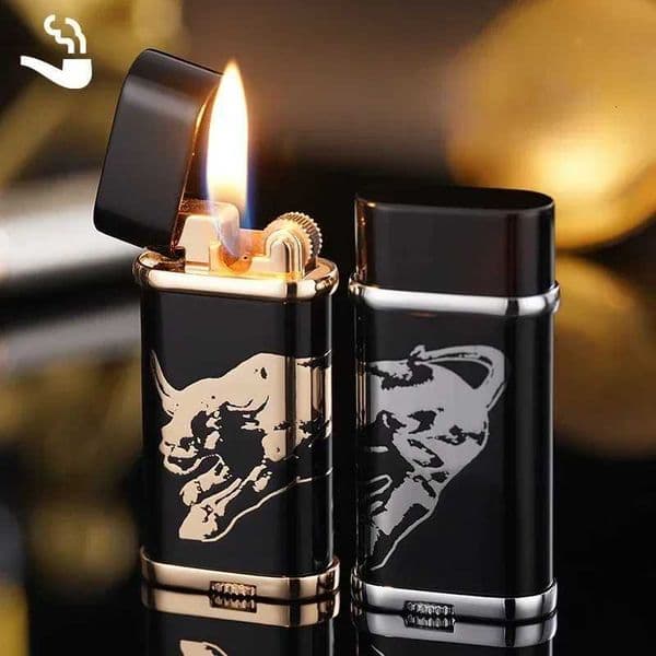 Fashionable Electroplating New Process Oblique Fire Lighter Metal Grinding Wheel Retro Pipe Lighter J260604