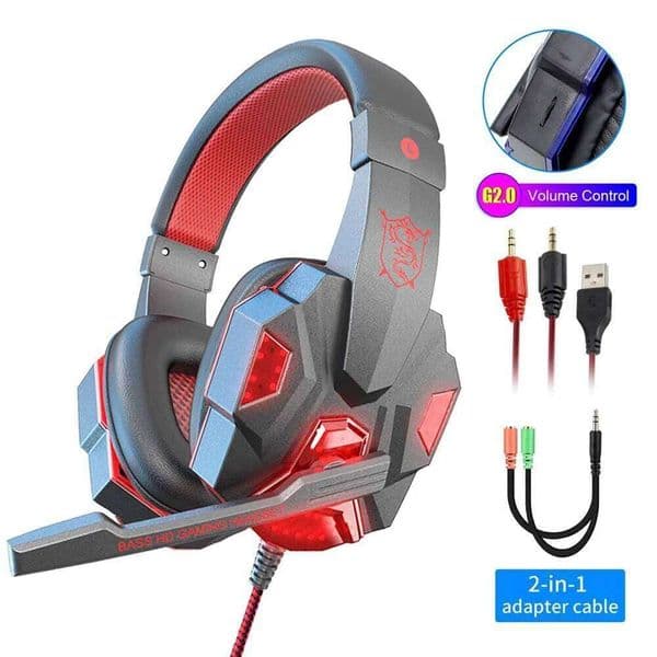 RGB Headset with Microphone Over-Ear Wired Drivers Lightweight Gaming Headphones For PC PS4 PS5 Xbox Laptop W260604