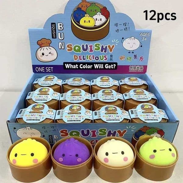 12pcs/box Squishy Dumpling Stress Ball Bun Shape Hand Relaxation Soft Slow Rising Squeeze Decor Ornaments Gift for Adult Kids T260602