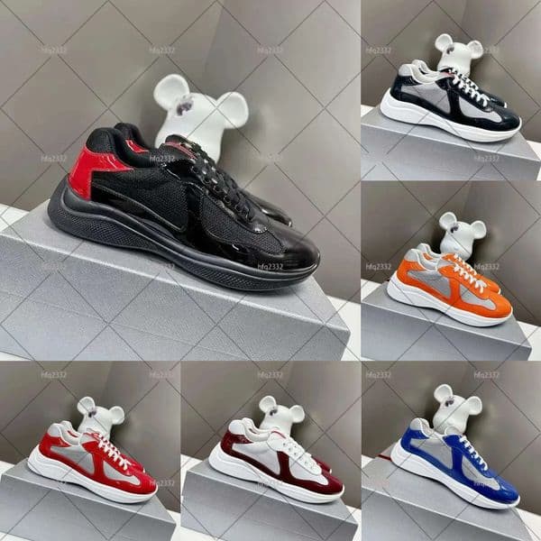 10AAAA New Men Designer Americas Cup Running Shoes Sneakers Sports Shoes Chaussure Luxury Black Red Trainers Patent Leather Casual Shoes Outdoor Shoes Men 5f