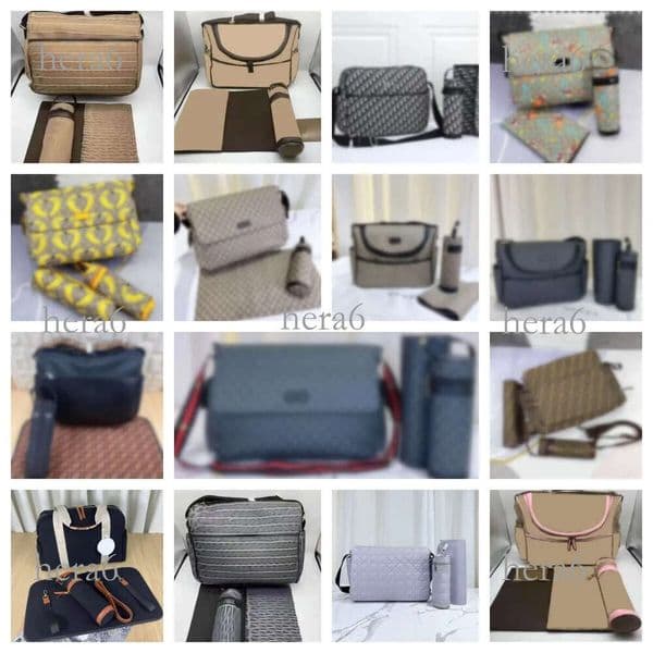 Diaper Baby fashion designer large Nappy Diapering nylon 3pcs one mummy bags babies waterproof changing tote bag with mat bottle holder