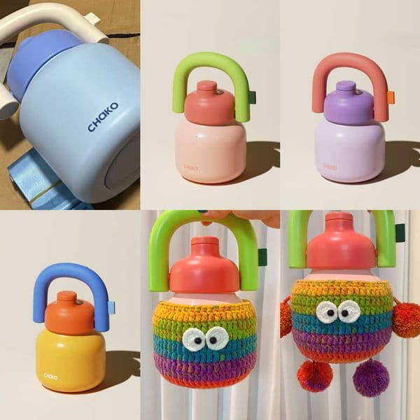 Large Capacity Thermos Cup 1000ML With Handmade Knitted Cup Cover whithCold Straw Stainless Steel Inner Pot Kettle Portable Travel gs Birthday Gifts Y260604