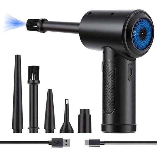 Cordless Duster 51000RPM Portable Compressed Air Blower with LED Light for PC Keyboard Laptop Electronics Cleaning
