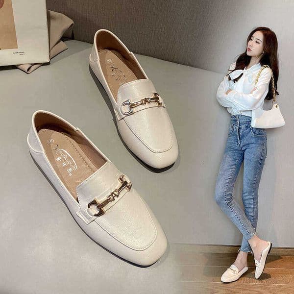 Plus Size 34-43 White Mule Woodpecker Flat dress shoes for women 2025 Womens Shoes Loafers S260602