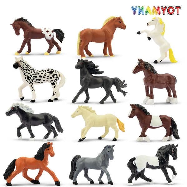 PCS 12 Toymany Simulation Horse Fram Animal Model Toy Mini Figures Dolls Action Figurines Toys Children Gift Cake Decoration L260604FN1Z