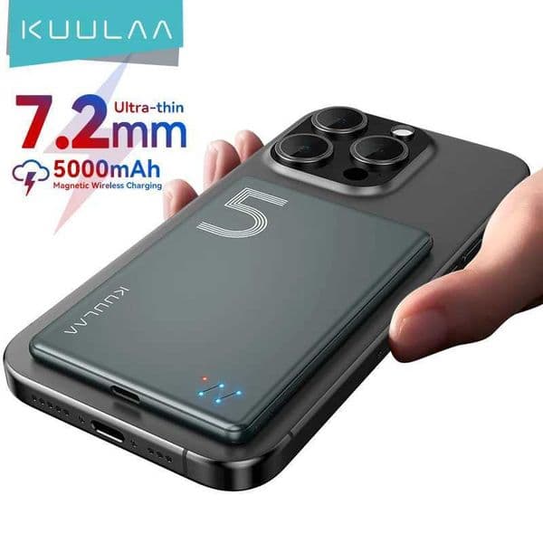 Power KUULAA Magnetic Bank 5000mAh Magnetic Wireless Phone Charger External Battery 20W Fast Charging For iPhone 17 16 PowerBank L260604
