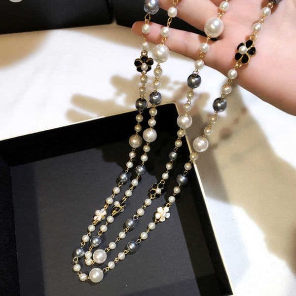 Classic Double Layers Simulated Fashion Pearl Necklace For Women Bijoux Luxury Jewelry Long Necklace Fine Gifts For Mother L260604
