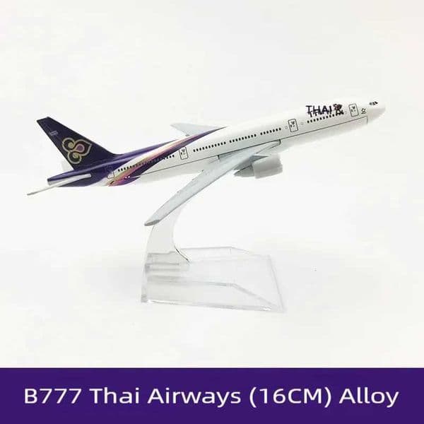 16cm B777 Thai Airways Alloy Aircraft Model Toys Aviation 1/400 Scale Planes Children Toy Display Souvenir With Base C260604