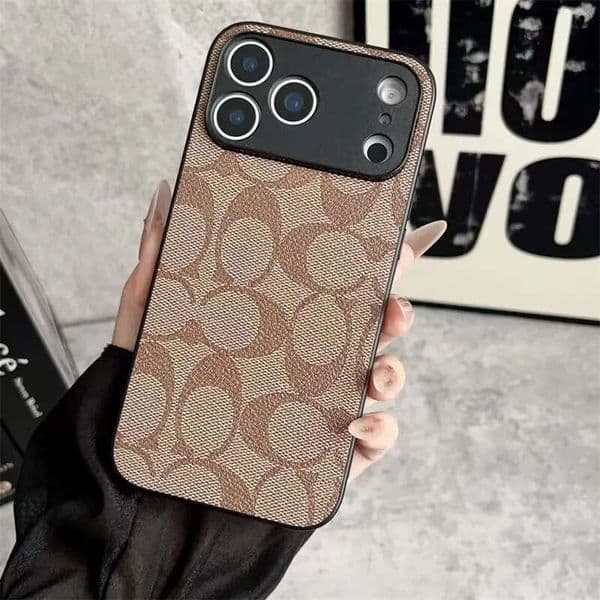 Ip Case Coacher Luxury In Signatue Canvas Designe Phone Case 17 Po Max Golden Badge Iphone Case With Fo 16 Pomax Cases Ap Plus Cell Leathe Coachphone