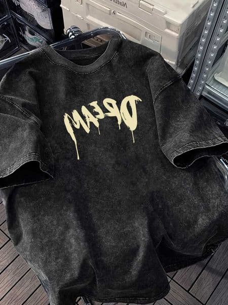 Summer Washed Mens 100 Cotton T Shirt Comfortable Soft Skin Friendly Fabric Fashionable Letter Print Suitable Daily Home Wear D260604