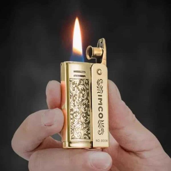 IMCO retro Originele deep carving brass kerosine lighter windproof e creative vintage grinding wheel for men collection gifts J260604