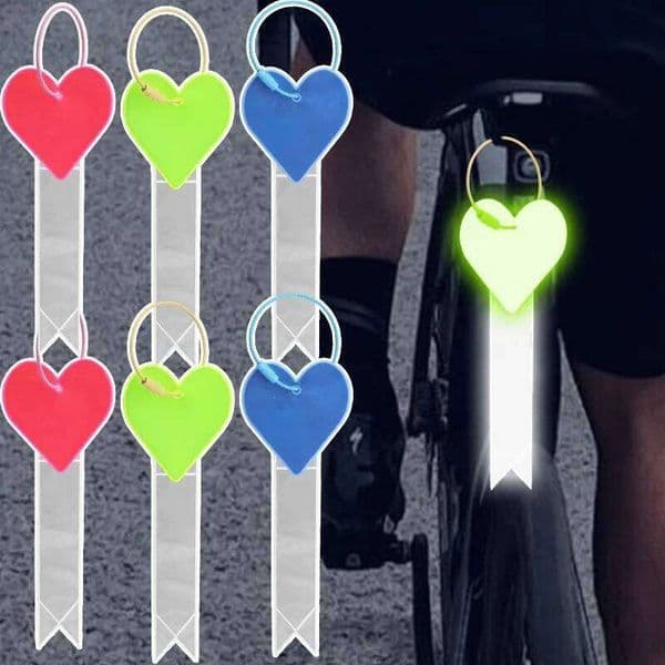 Car Safety Warning Reflective Ribbon Heart High Brightness PVC Streamer Pendant Night Driving Visibility Decor Pink Blue Yellow