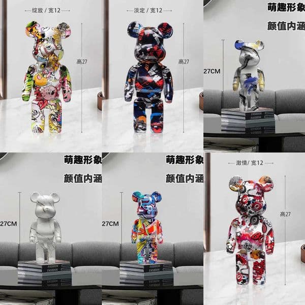 cartoon bear shaped desktop Nordic sculpture decoration luxury living room home decoration statue block bear decoration art craft X250109 Y260604