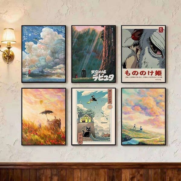 Retro Japanese Anime N-Neighbor Princess Castle Collection Cartoon Poster,Wall Art Printed,Canvas Painting Home Decor Gift 26Y0604