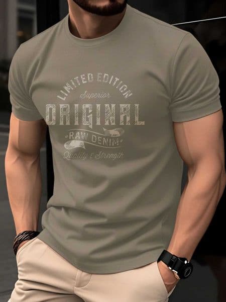 Mens Summer 100 Cotton Casual Fashion Retro Letter Printed Loose Breathable Round Neck Short Sleeve T-shirt C260604
