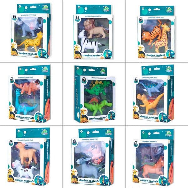 Cartoon Restic Jurassic Dinosaur Figurines - Animal Model Set Boxed Kids Toys Ideal Birthday Holiday Gift for Children L260604SVIR