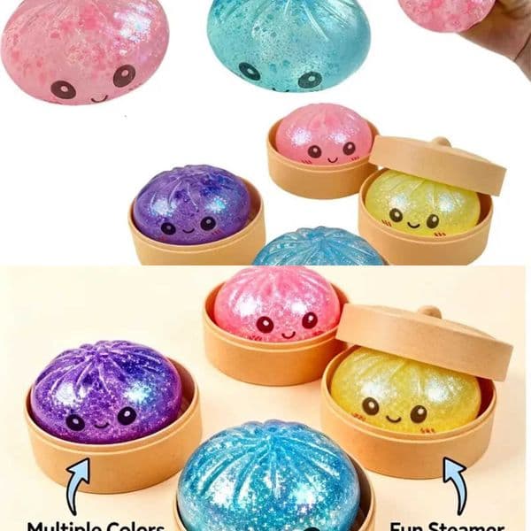 Dumpling New Glitter Dumpling Glitter Squishy Blind Box Dumplings Sensory Squeeze Toy for Stress Relief Desktop Decoration L260604
