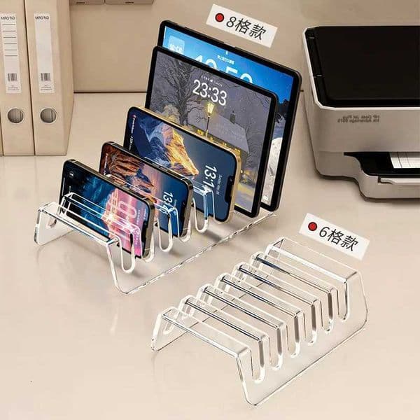 Cells 6/8 Multi-device Tablet Electronic Storage Box Desktop Phone Charging Storage Rack Stand Acrylic Easy to OrganizeT2600604