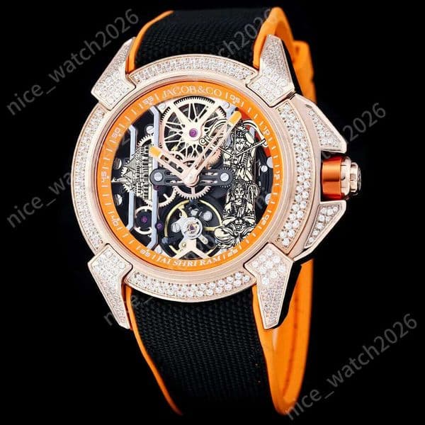 jacobo co watch men diamond watches 10A high quality mechanical movement uhren sapphire superclone reloj skeleton Epic X active fly wheel montre luxe watchbox 9a6
