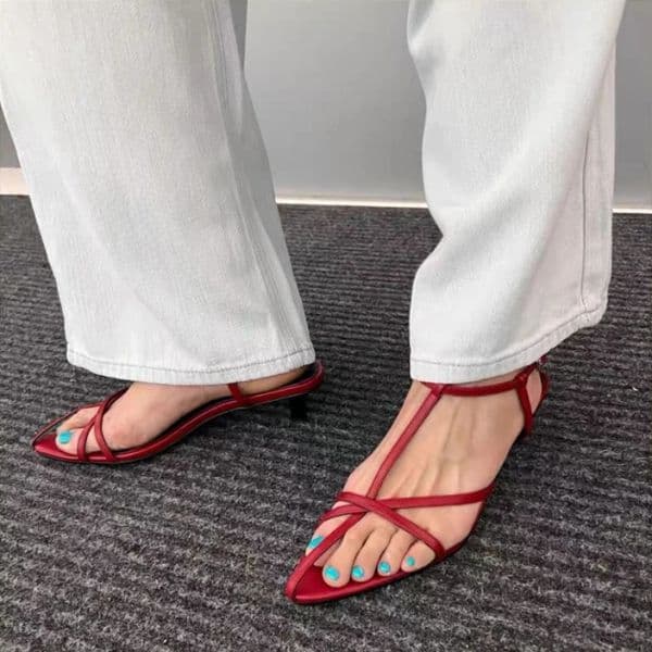 Women Sandal Summer Fashion Narrow Band Ladies Gladiator Shoes Thin Low Heel Ankle Strap Dress Party Shoes 260601