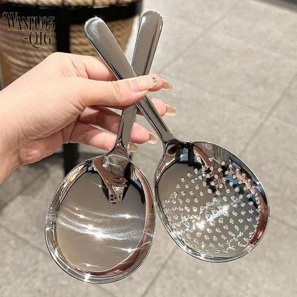Spoons 1/2PcsStainless Steel Ladles For Serving Soup Rice Spoon Drain Hole Heat Insulated Handle Kitchen Utensils Daily Use
