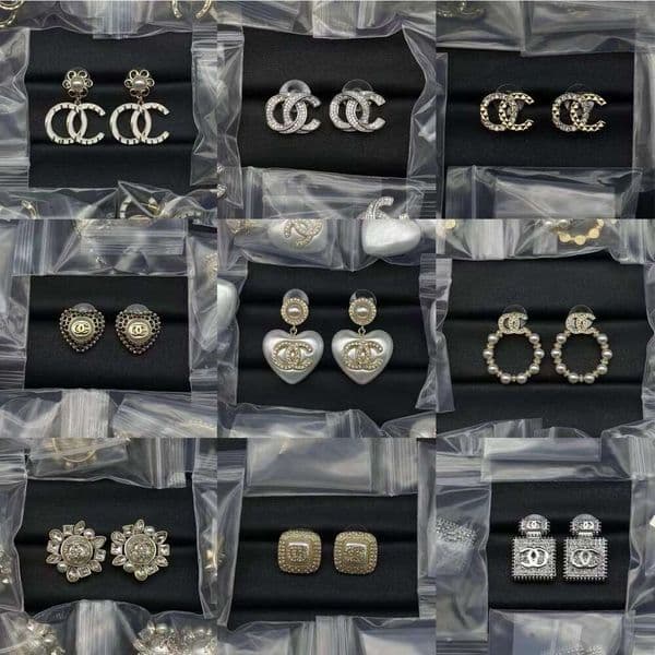 Designer Jewelry channels Double C small style light luxury fairy classic earrings stud earrings cc earrings