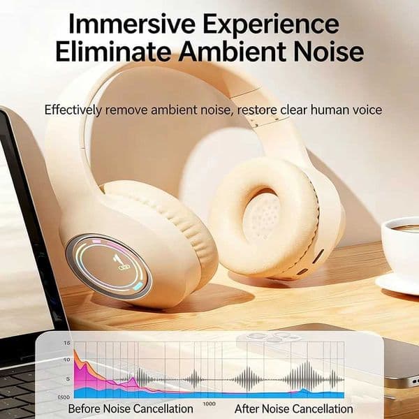 Gaming KEBIDU Bluetooth Headsets RGB Foldable Headset HiFi Stereo Noise Reduction Wireless Over-Ear Headphones Support TF CardL26