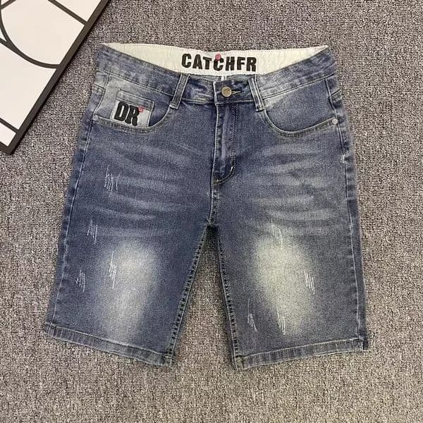 Designer 2026 Popular Denim Shorts For Men, Light Luxury Slim-fit Luxury Knee-length Shorts, Blue Trendy Brand Mid-length Pants, Versatile Casual