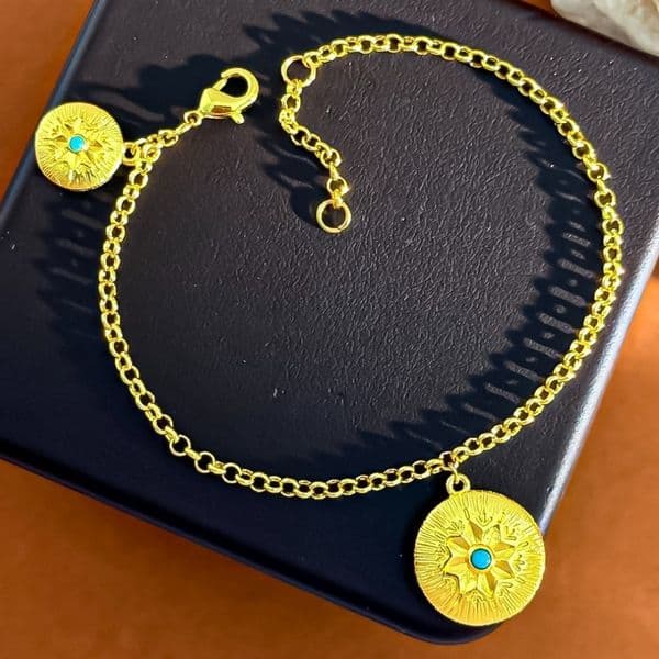 Designer Turquoise Bangle Bracelet Gold Tone Crystal Accent Woven Texture Engraved Statement Jewelry Fashion Accessory Gift For Women For Gift Buyers Now