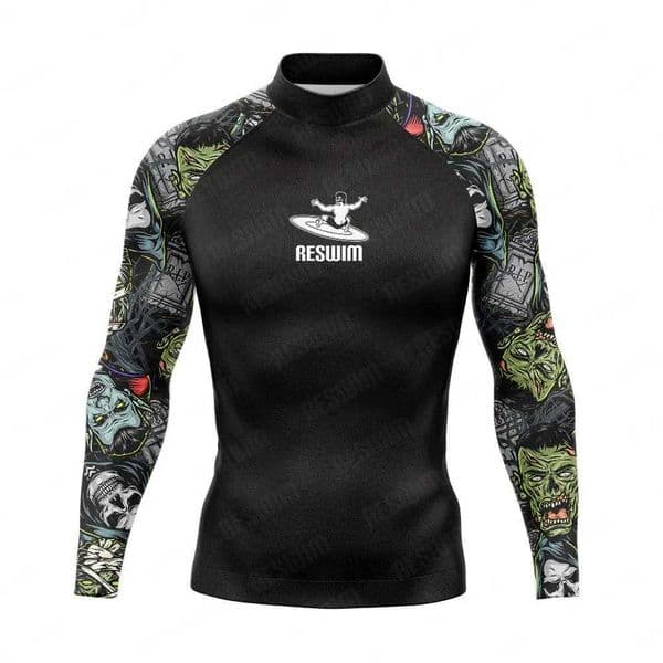New Summer Mens Rash Guards Swimsuit Long Swim Surfing T-Shirts UPF 50 Surf Suit Beach Swim Breathable Swimming Swimwear Z260604