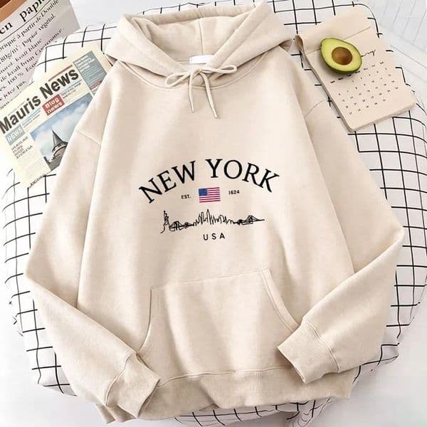 Women's Hoodies YORK Letter Print Spring Autumn Winter Casual Sweatshirts Men Women Trendy Aesthetic Top