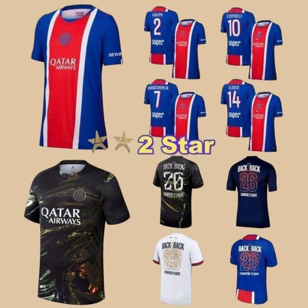 maillot PSGES jerseys 26 27 2 stars back 2 back Kvaratskhelia Night Edition JOAO NEVES HAKIMI football shirts 26 27 BARCOLA O.Dembele PARIS D.Doue adult kids kit psges