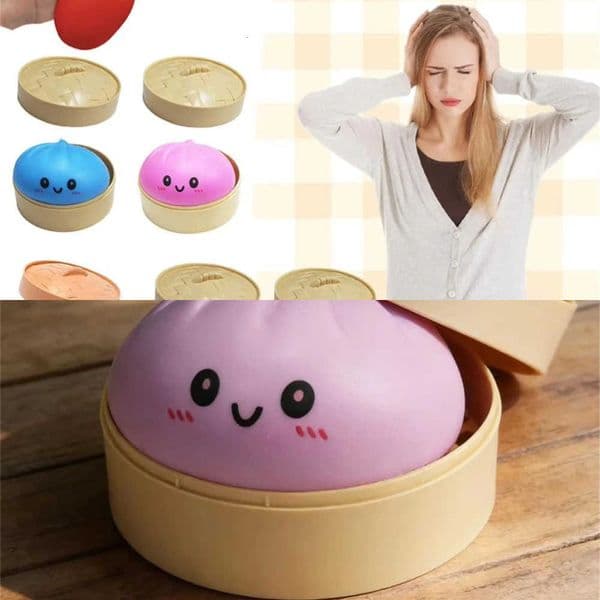 Dumpling Squishes Stress Balls Colorful Fidget Sensory Toys Simulation Food Squishies Bun With Steamer Dough Ball Gifts L260604