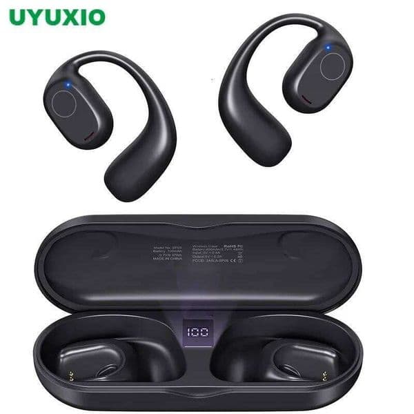 UYUXIO Open Headphones BT 6.0 Wireless Sports Earbuds with Digital Display 40 Hours Playtime Ear buds for Traveling 26Y0604