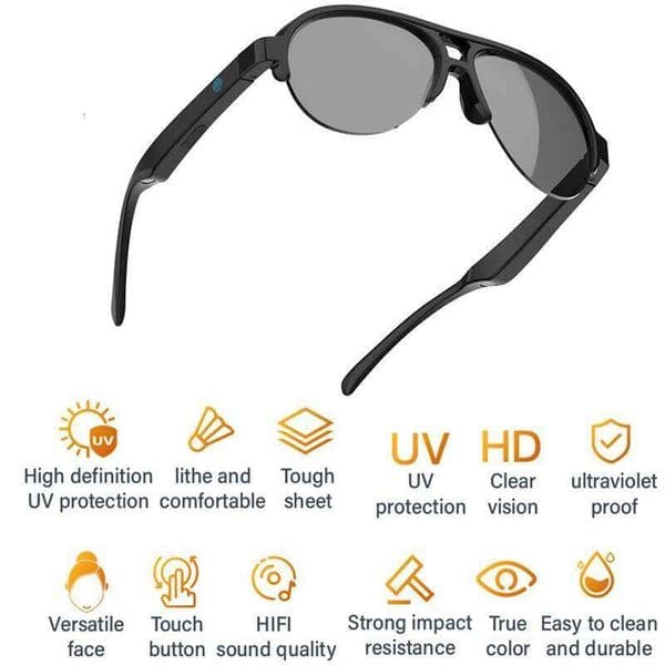 Unisex Smart Sunglasses: Bluetooth Call, HIFI Headphones, Anti-UV, Waterproof for Outdoor Activities