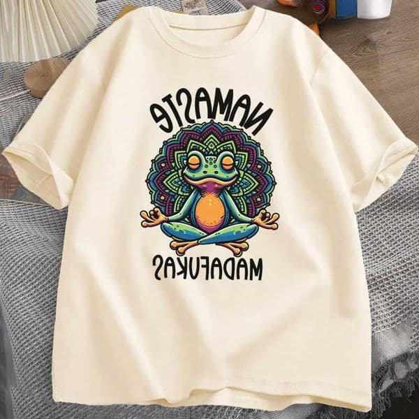 T Funny Shirt Frog Self Care T-Shirt Women Short Sve Positive Cottagecore Namaste Tee Women Clothes Streetwear D260604