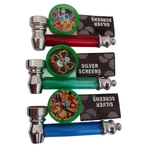 Mini Metal Smoking Pipe Set Kit Portable Metal Pipe Tobacco Plastic Herb Grinder + Screens Full Set Package Packaging