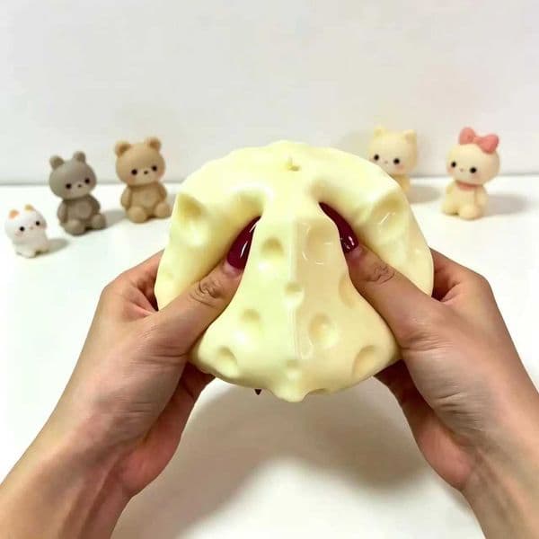 Stress Jumbo Cheese Cube Ball Big Shapeable Non-Bounce Squeeze Fidget Toy - ASMR Sensory Decompression Toy for Anxiety Office Desk Calming Christmas Gift Z260604