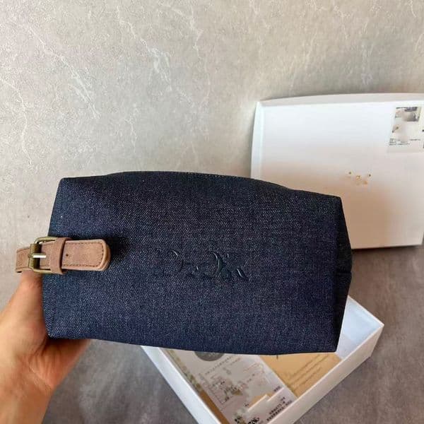 Denim Blue Ribbons Large-Capacity Travel Washbag for Cosmetics - Portable Storage Case