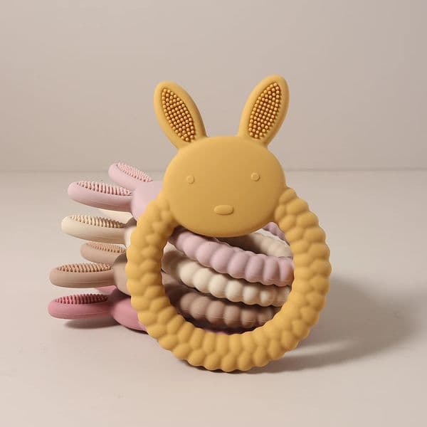 Silicone teether baby gift Easter bunny shaped cartoon cute teething toy chew bead sensory gum relief soother 260605