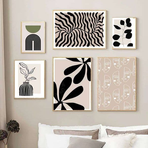 Line Girl Face Leaf Modern Abstract Black White Posters And Prints Canvas Painting Wall Art Pictures For Living Room Home Decor 26L0605