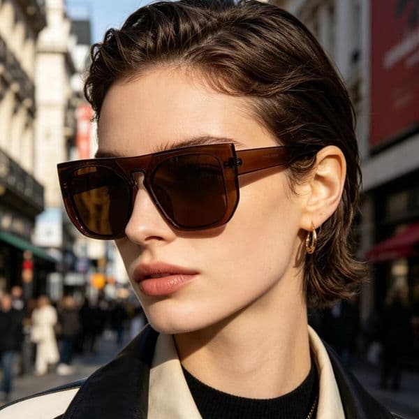 Square Large-Frame New Style Personalized Sunglasses, Fashionable, Simple, Casual, Outdoor, Sun-Protective, Unisex, Versatile Sunglasses