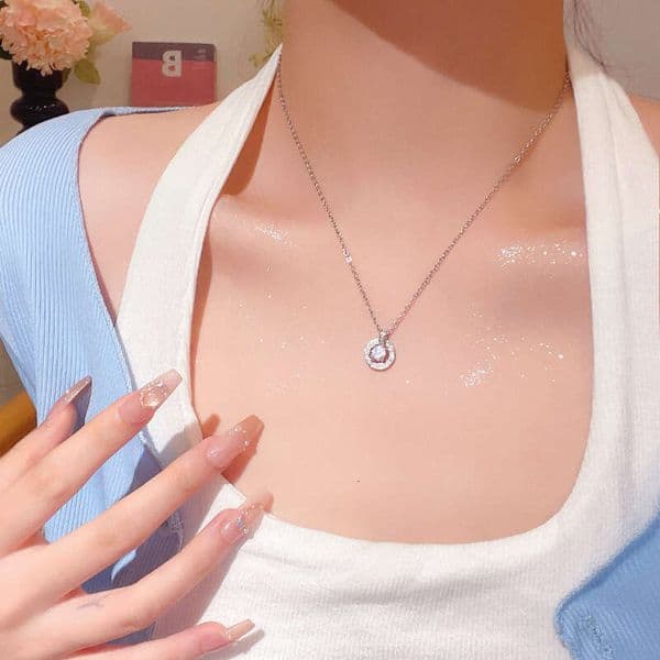 Designer Jewelry Luxury Jewelry Zirconium Ring Pendant Titanium Steel Necklace For Women, Light Luxury Niche High-End Exquisite Collarbone Chain
