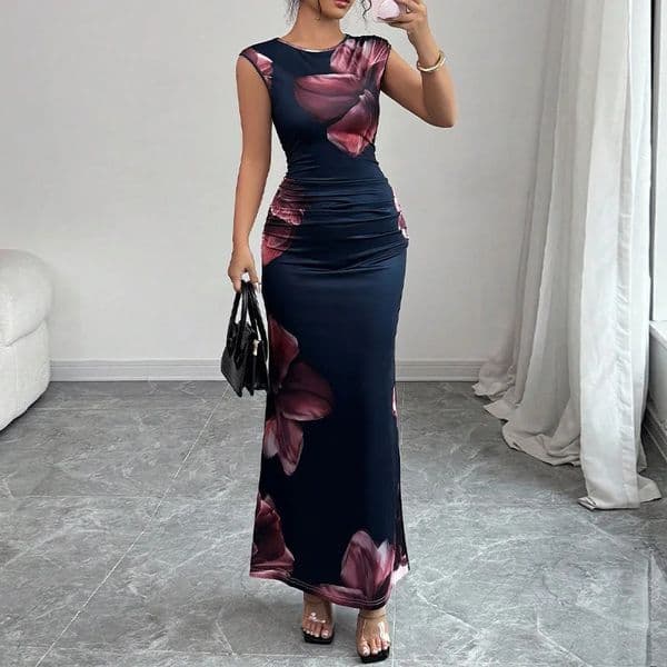 Sexy Bodycon Maxi Dresses For Women Summer Fashion Sleeveless O-neck Slim Long Party Dress Elegant Vestidos 260604