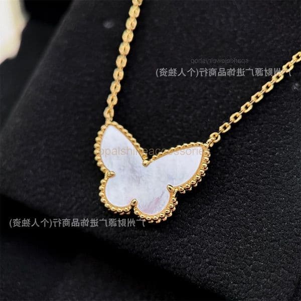 Pure Butterfly Mother-of-Pearl Necklace with White Plated Mother-of-Pearl Small Butterfly Pendant vanism cleef necklace