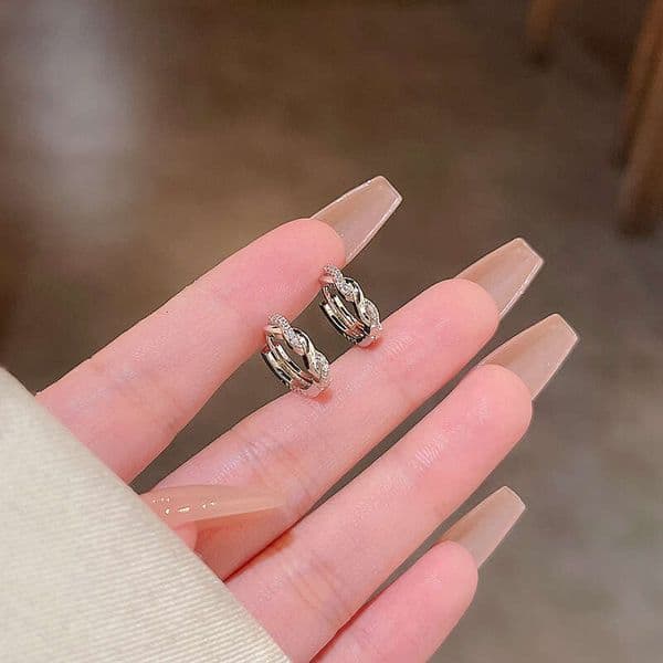 Designer Jewelry Luxury Jewelry Compact And Elegant Zircon For Women, No Need To Remove When Sleeping, Geometric Circle Earrings, Korean-Style Hi