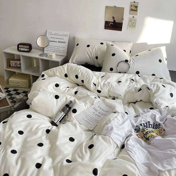 Kawaii Princess Polka Dot Duvet Pillowcase Sheet Kids Girls Bedding Set Queen Twin Cute Quilt Cover Bed Linen 26L0605